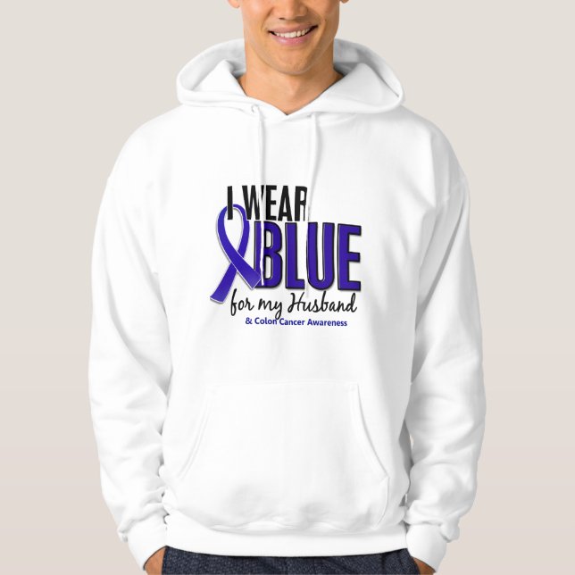 Colon Cancer I Wear Blue For My Husband 10 Hoodie (Front)
