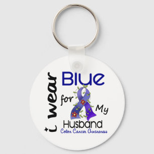 Colon Cancer I Wear Blue For My Husband 43 Key Ring