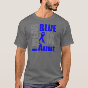 Colon Cancer I Wear Blue Ribbon Aunt T-Shirt