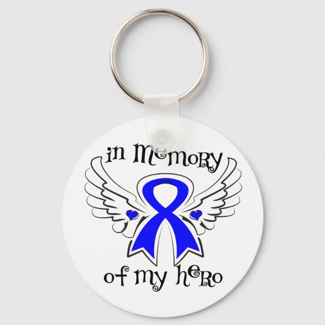 Colon Cancer In Memory of My Hero Key Ring (Front)