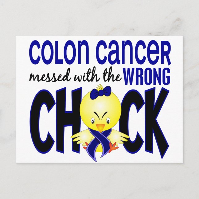 Colon Cancer Messed With The Wrong Chick Postcard (Front)