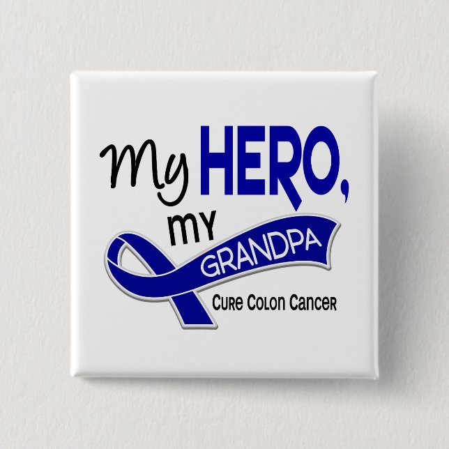 Colon Cancer MY HERO MY GRANDPA 42 15 Cm Square Badge (Front)