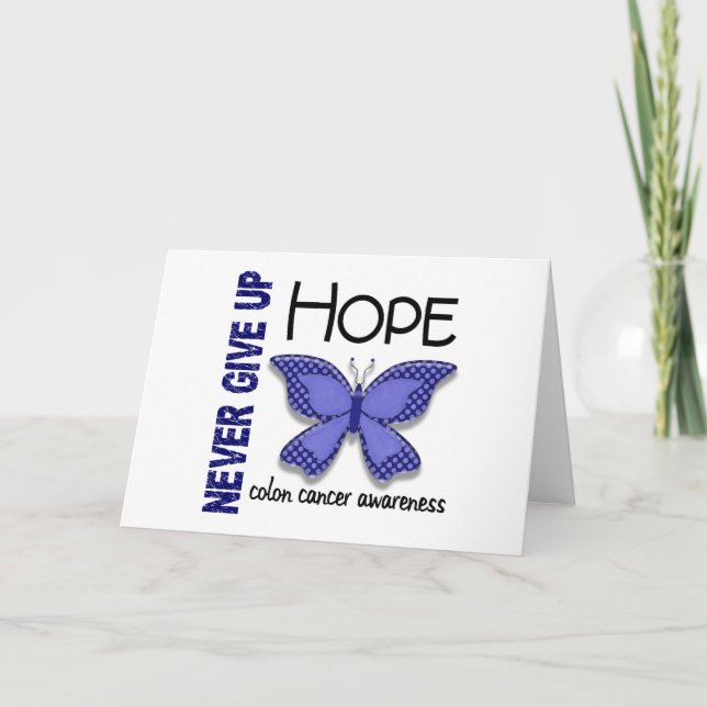 Colon Cancer Never Give Up Hope Butterfly 4.1 Card (Front)