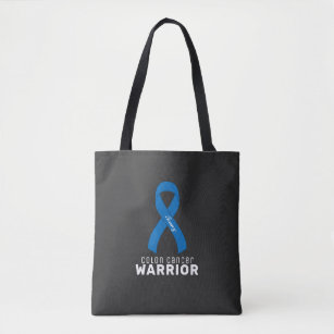 Colon Cancer Ribbon Black Tote Bag