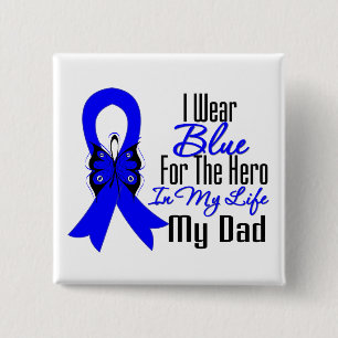 Colon Cancer Ribbon Hero My Dad 15 Cm Square Badge