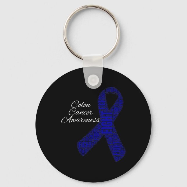 Colon Cancer Shirts Colon Cancer Awareness Ribbon  Key Ring (Front)