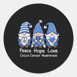 Colon Cancer Support Gnomes With Ribbon Colorectal Classic Round Sticker
