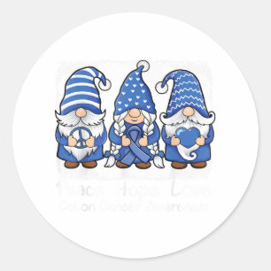 Colon Cancer Support Gnomes With Ribbon Colourecta Classic Round Sticker