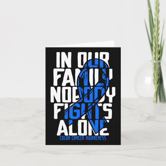 Colon Cancer Support Tee Family Blue Colon Cancer  Card (Front)