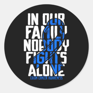 Colon Cancer Support Tee Family Blue Colon Cancer Classic Round Sticker