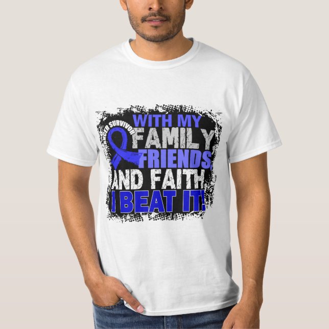 Colon Cancer Survivor Family Friends Faith T-Shirt (Front)