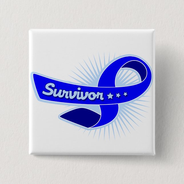 Colon Cancer Survivor Ribbon 15 Cm Square Badge (Front)