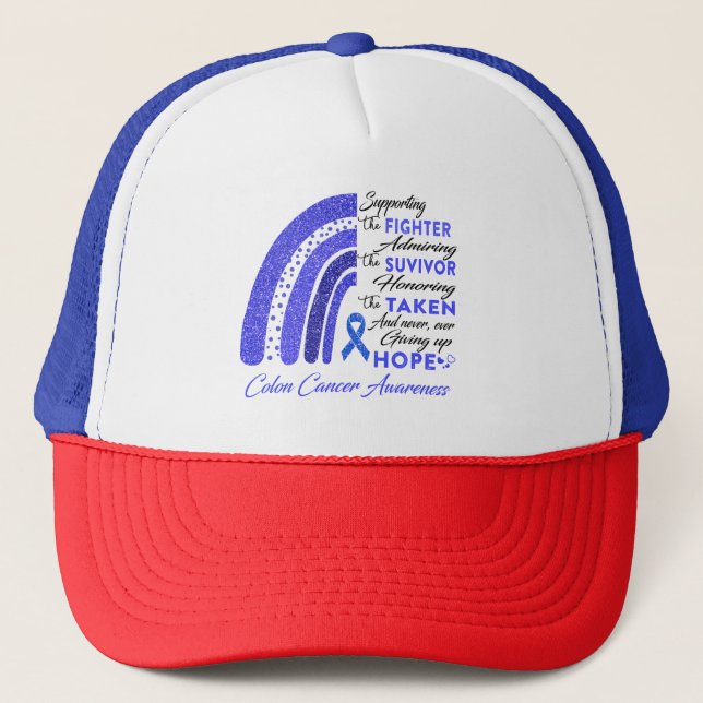 Colon Cancer Warrior Supporting Fighter Trucker Hat (Front)