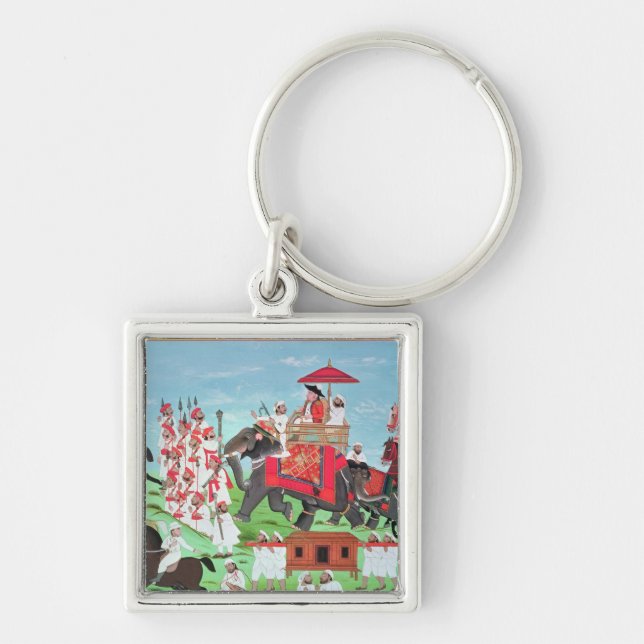 Colonel James Todd travelling by elephant Key Ring (Front)