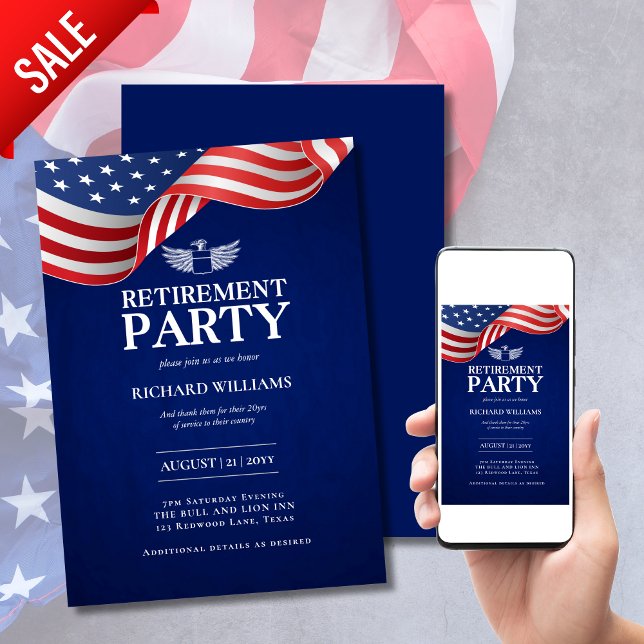 COLONEL RETIREMENT Silver Eagle Wings Military Invitation (Creator Uploaded)