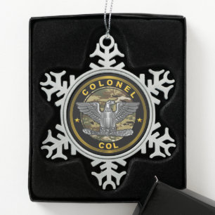Colonel snowflake pewter christmas ornament