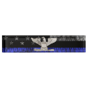 Colonel Thin Blue Line Distressed Flag Nameplate