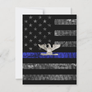Colonel Thin Blue Line Distressed Flag Thank You Card