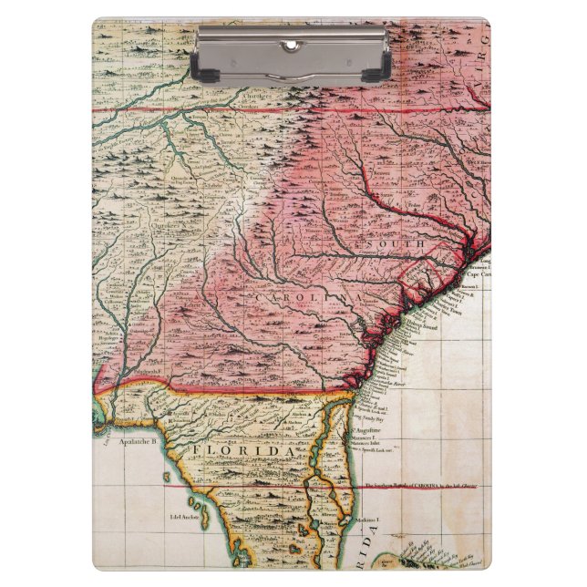 COLONIAL AMERICA MAP, 1733 CLIPBOARD (Front)