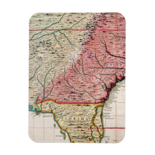 COLONIAL AMERICA MAP, 1733 MAGNET