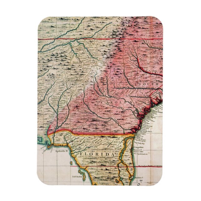 COLONIAL AMERICA MAP, 1733 MAGNET (Vertical)