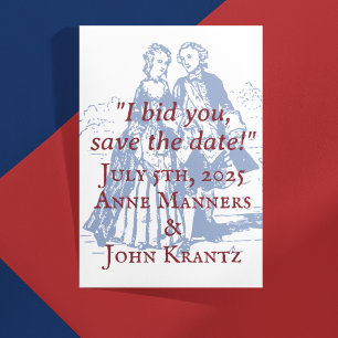 Colonial American Couple Save-the-Date Postcard