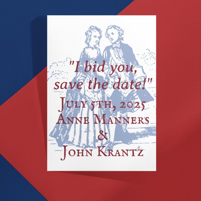 Colonial American Couple Save-the-Date Postcard (Creator Uploaded)