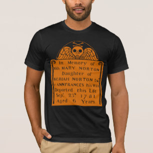 Colonial American Tombstone Skull Angel Bones T-Shirt