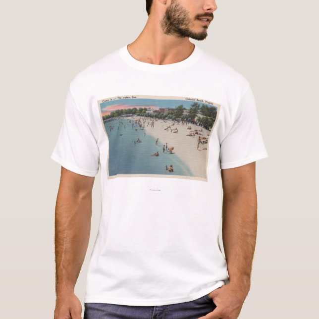 Colonial Beach, VA - Sunbathing & Swimming Scene T-Shirt (Front)