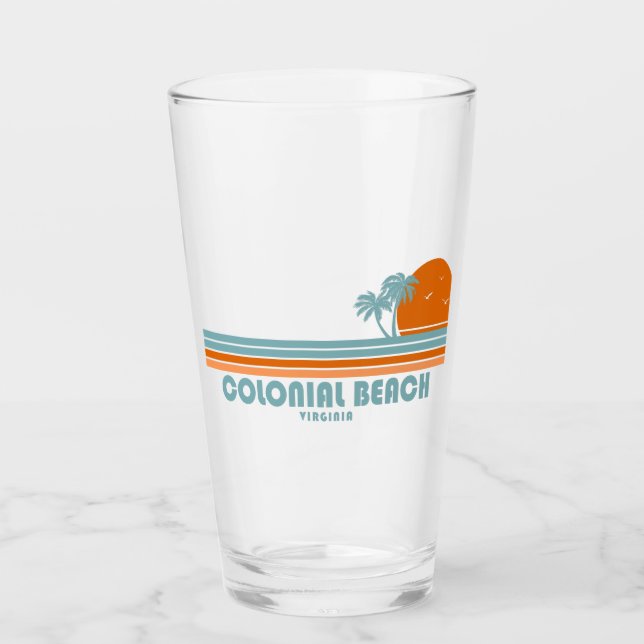 Colonial Beach Virginia Sun Palm Trees Glass (Front)
