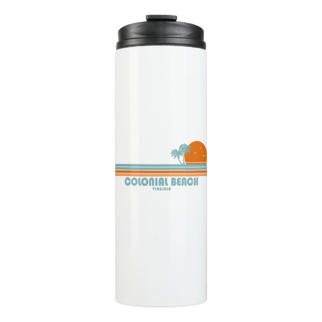 Colonial Beach Virginia Sun Palm Trees Thermal Tumbler (Front)