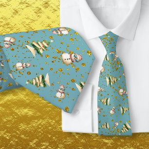 Colonial Blue Sand Snowman Beach Christmas Tie