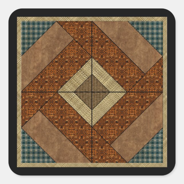 Colonial Pavement in Dark Green & Rust Square Sticker (Front)