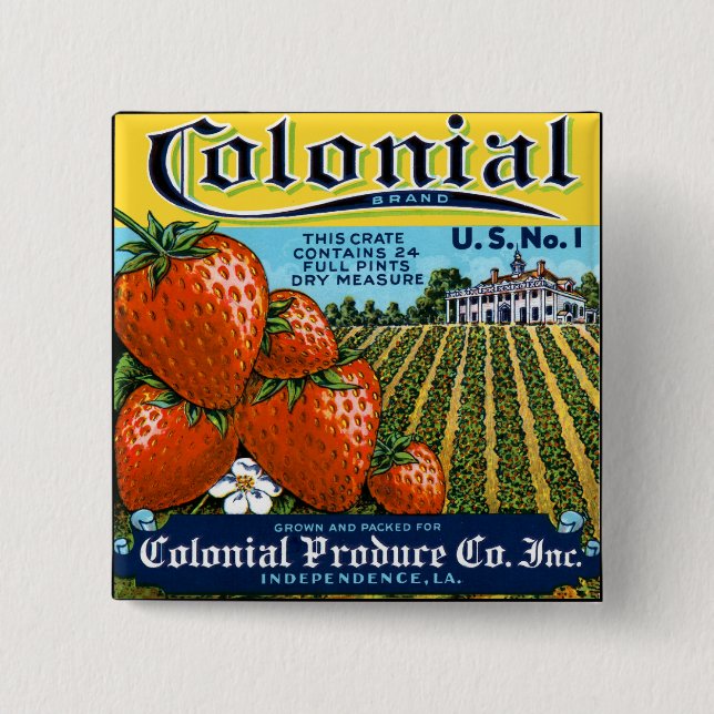 Colonial Strawberries 15 Cm Square Badge (Front)