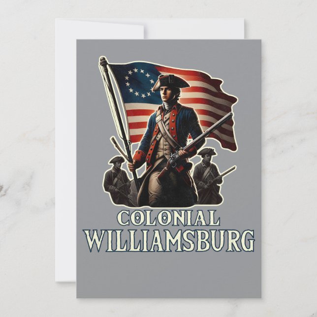 Colonial Williamsburg Colonial Soldier Vintage Invitation (Front)