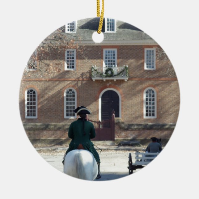 Colonial Williamsburg Man on Horse Ceramic Tree Decoration (Front)