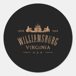 Colonial Williamsburg Virginia Distressed Style Classic Round Sticker
