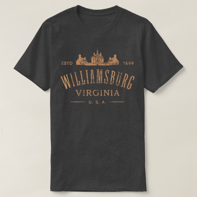 Colonial Williamsburg Virginia Vintage Distressed  T-Shirt (Design Front)