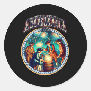 Colonists Fireworks 4th Of July Independence Patri Classic Round Sticker