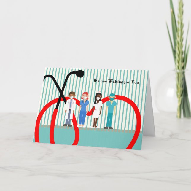 Colonoscopy Get Well Soon with Medical Staff Thank You Card (Front)