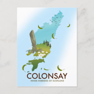 Colonsay Inner Hebrides of Scotland travel poster Postcard