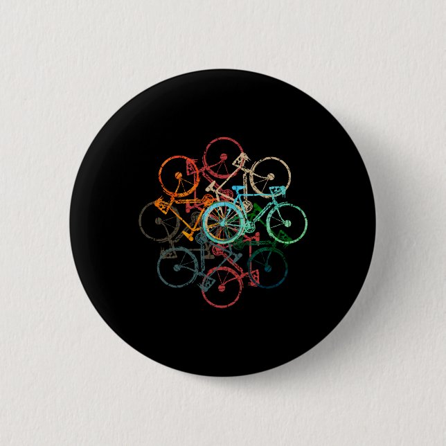 Color Bicycles Cycling Biking Black  6 Cm Round Badge (Front)