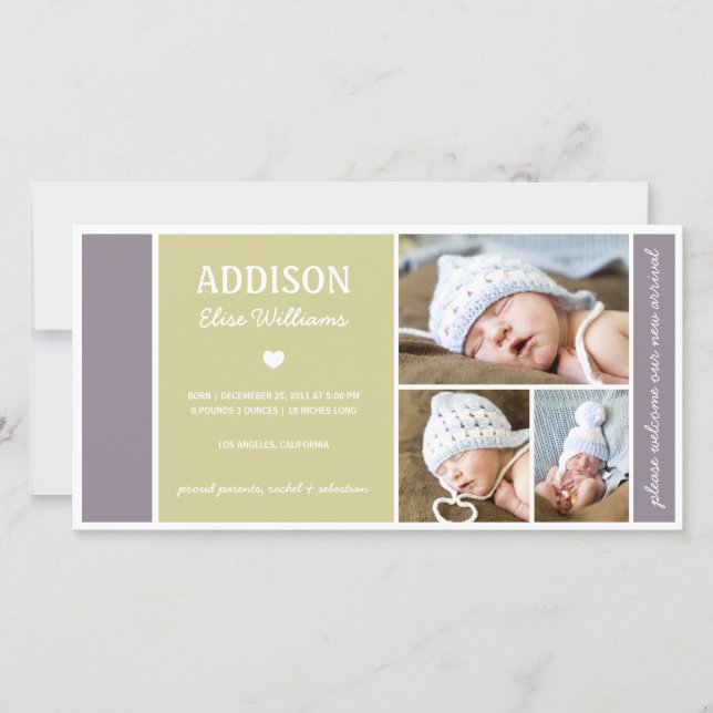 COLOR BLOCK | BABY BIRTH ANNOUNCEMENT (Front)
