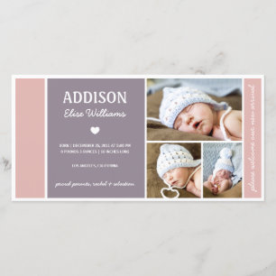 COLOR BLOCK BABY GIRL BIRTH ANNOUNCEMENT