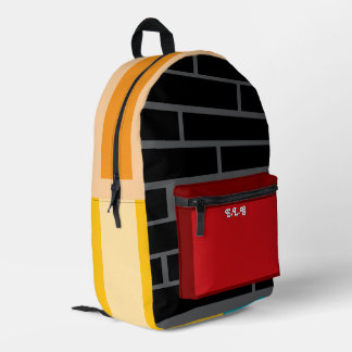 Color block Brick Pattern Colorful Back to School Printed Backpack