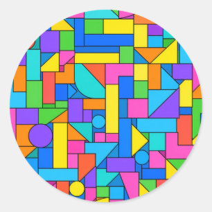 Color Block Disorder Classic Round Sticker