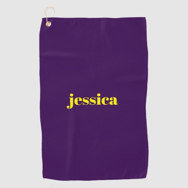 Color block minimalist custom name  golf towel (Front)