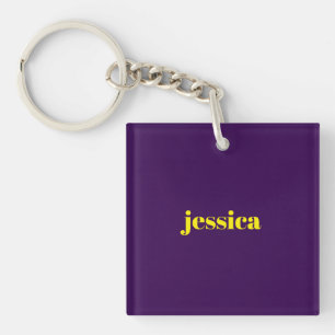 Color block minimalist custom name  key ring