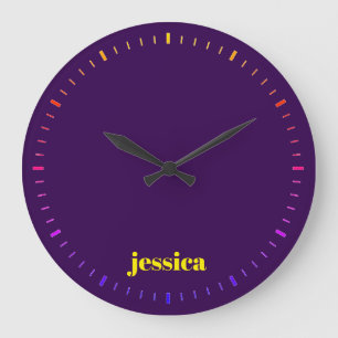 Color block minimalist custom name large clock