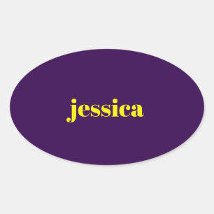 Color block minimalist custom name  oval sticker
